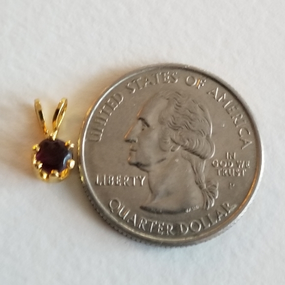 Relisted - Vintage tiny solitaire pendant purple gold tone - Picture 8 of 10
